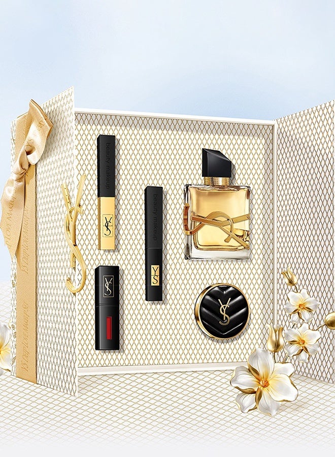 Luxury Perfume & Makeup Gift Set for Her, 30ml EDP, Leather Cushion Compact & Mini Lipsticks, Ideal Beauty Present for Women - Image 1